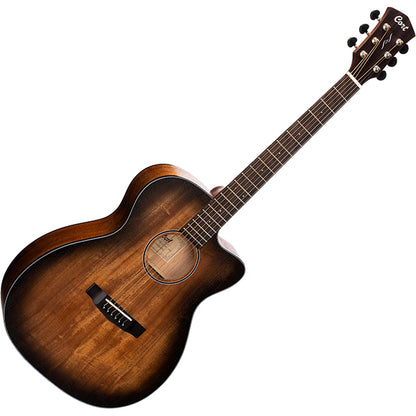 Cort Core OC Mahogany OM Cutaway Body Full Solid Acoustic Guitar With Bag - Open Pore Black Burst