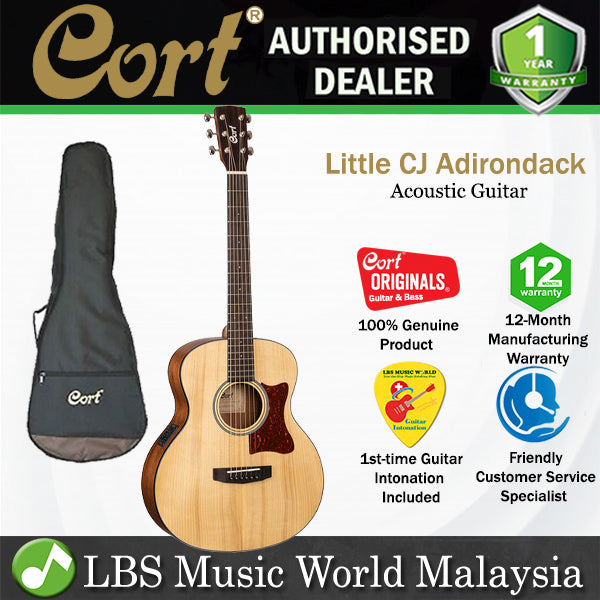 Cort Little CJ Adirondack 3/4 Jumbo Body Solid Adirondack Spruce Acoustic Electric Guitar With Bag