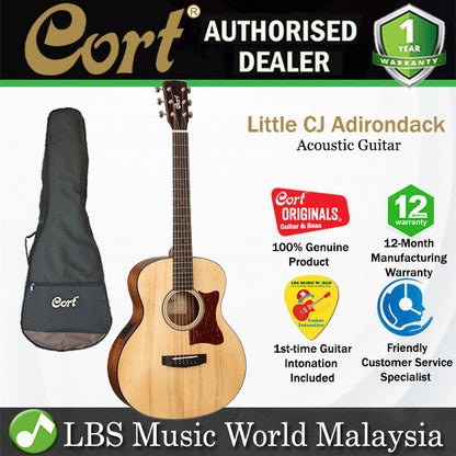 Cort Little CJ Adirondack 3/4 Jumbo Body Solid Adirondack Spruce Acoustic Electric Guitar With Bag