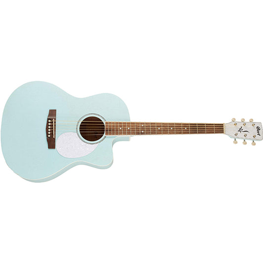 Cort Jade Classic Cutaway Body Mahogany Acoustic With Bag and Pickup - Sky Blue Open Pore