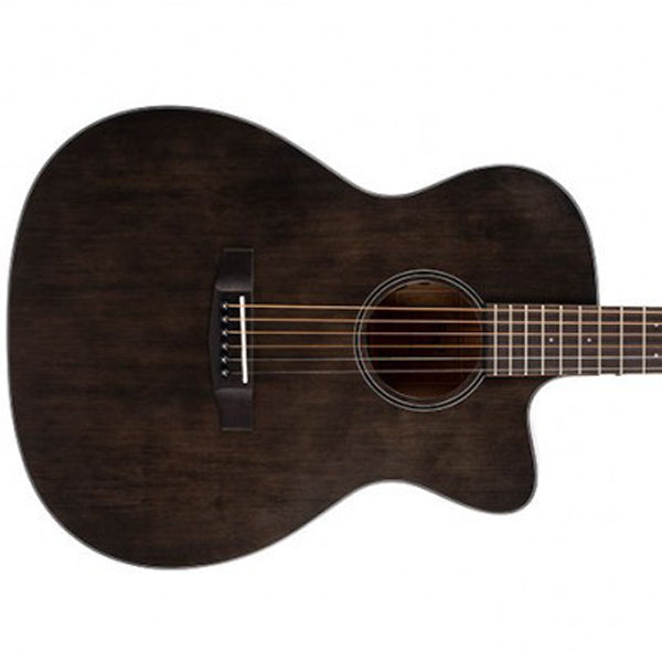 Cort Core OC Spruce OM Cutaway Body Full Solid Sitka Spruce Acoustic Guitar With Bag - Open Pore Trans Black