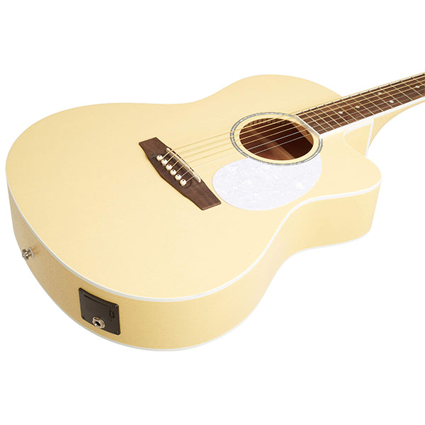 Cort Jade Classic Cutaway Body Mahogany Top Acoustic Guitar With Bag and Pickup - Pastel Yellow Open Pore