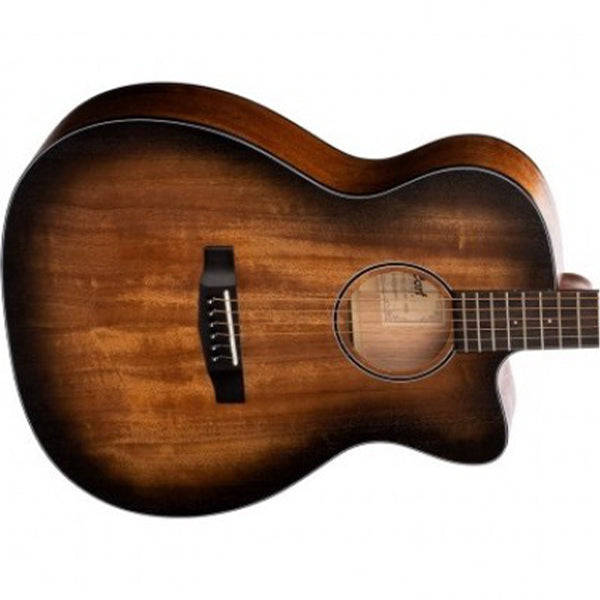 Cort Core OC Mahogany OM Cutaway Body Full Solid Acoustic Guitar With Bag - Open Pore Black Burst