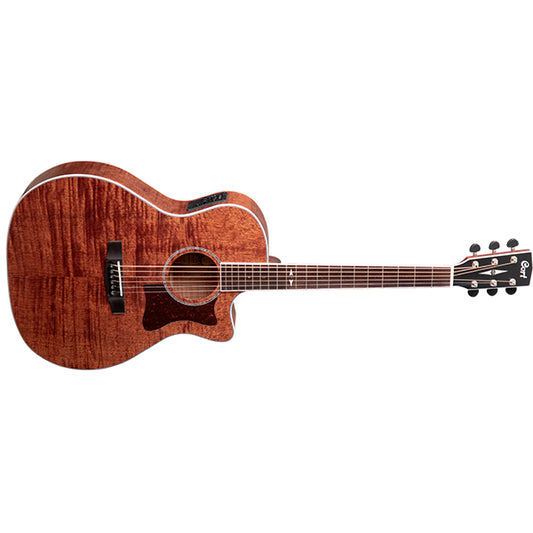 Cort GA5F Grand Auditorium Body Full Solid Flamed Mahogany Acoustic Electric Guitar With Bag - Open Pore (GA5 F)