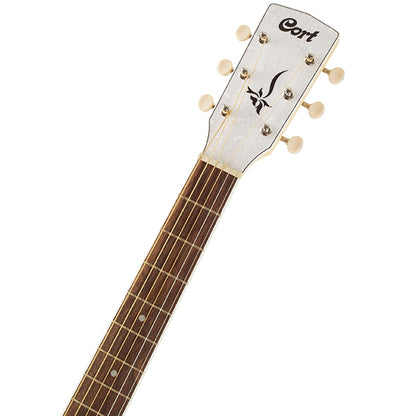 Cort Jade Classic Cutaway Body Mahogany Top Acoustic Guitar With Bag and Pickup - Pastel Yellow Open Pore