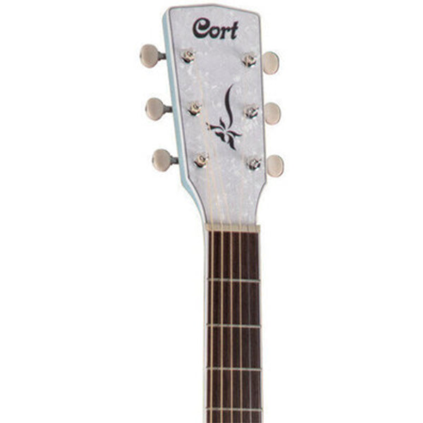 Cort Jade Classic Cutaway Body Mahogany Acoustic With Bag and Pickup - Sky Blue Open Pore