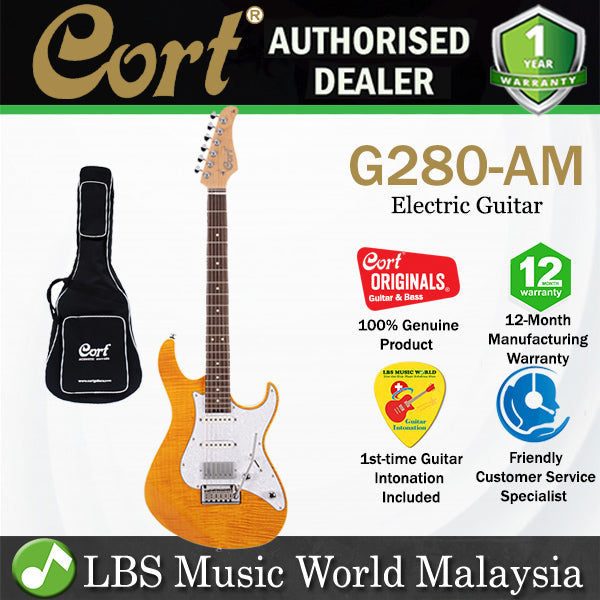 Cort G280 Select  Alder Body Rosewood Fretboard Electric Guitar With Bag - Amber (G 280 AM)