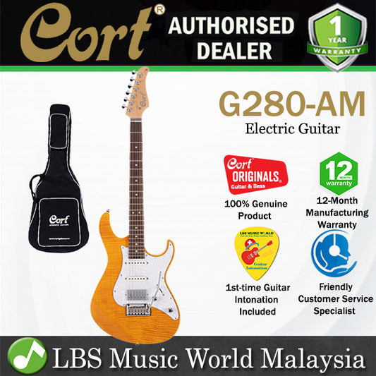 Cort G280 Select  Alder Body Rosewood Fretboard Electric Guitar With Bag - Amber (G 280 AM)
