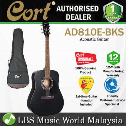Cort AD810E Dreadnought Spruce Top Acoustic Guitar with Pickup Open Pore (AD 810E) - AD810E-BKS