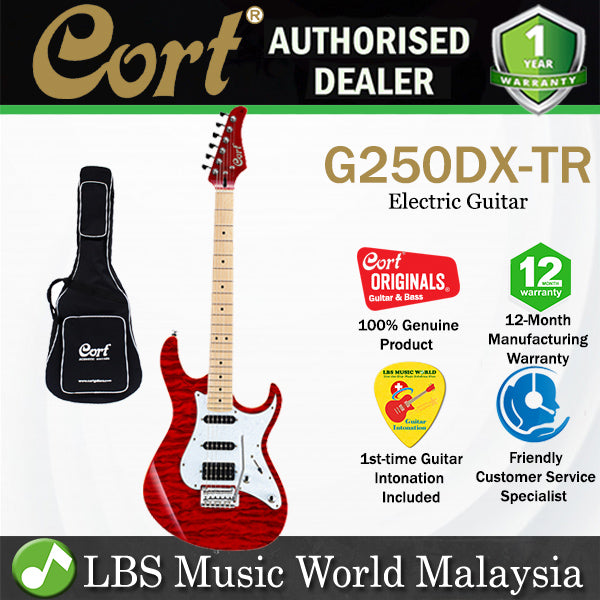 Cort G250DX American Basswood Body Maple Fretboard Electric Guitar With Bag - Trans Red (G250 DX）