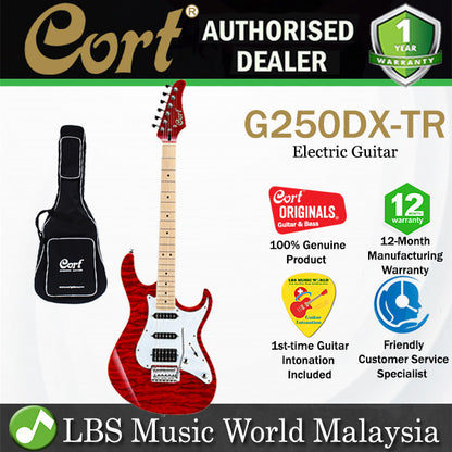 Cort G250DX American Basswood Body Maple Fretboard Electric Guitar With Bag - Trans Red (G250 DX）
