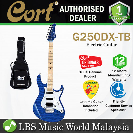 Cort G250DX American Basswood Body Maple Fretboard Electric Guitar With Bag - Trans Blue (G250 DX）