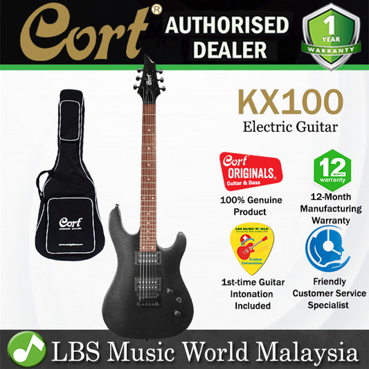 Cort KX100 Electric Guitar with Bag and Powersound Pickups Black Metallic (KX-100 KX 100)