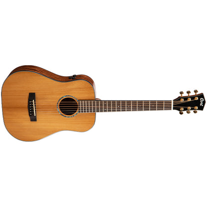 Cort Gold Mini F Dreadnought Body Torrefied Full Solid Adirondack Spruce Acoustic Electric Guitar With Bag - Natural Glossy