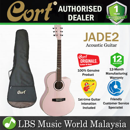Cort JADE2 Classic Body Solid Spruce Top Acoustic Guitar with Bag - Pale Pink Metalic (JADE 2)