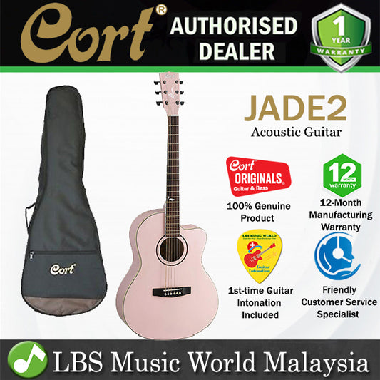 Cort JADE2 Classic Body Solid Spruce Top Acoustic Guitar with Bag - Pale Pink Metalic (JADE 2)