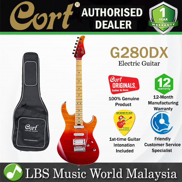 Cort G280DX Double Cutaway Bolt On Flamed Maple Top HSS Pickup Java Sunset Electric Guitar (G280 DX)