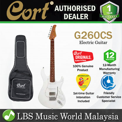 Cort G260CS Double Cutaway Bolt On Swamp Ash SSH Pickup Olympic White Electric Guitar (G 260CS)