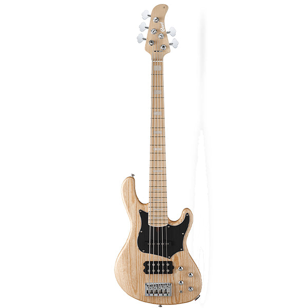 Cort GB75 5 String Double Cutaway Bolt On Swamp Ash Electric Bass Guitar Open Pore Natural (GB 75)