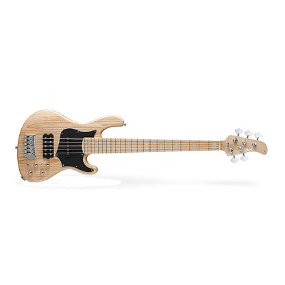 Cort GB75 5 String Double Cutaway Bolt On Swamp Ash Electric Bass Guitar Open Pore Natural (GB 75)