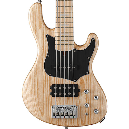 Cort GB75 5 String Double Cutaway Bolt On Swamp Ash Electric Bass Guitar Open Pore Natural (GB 75)