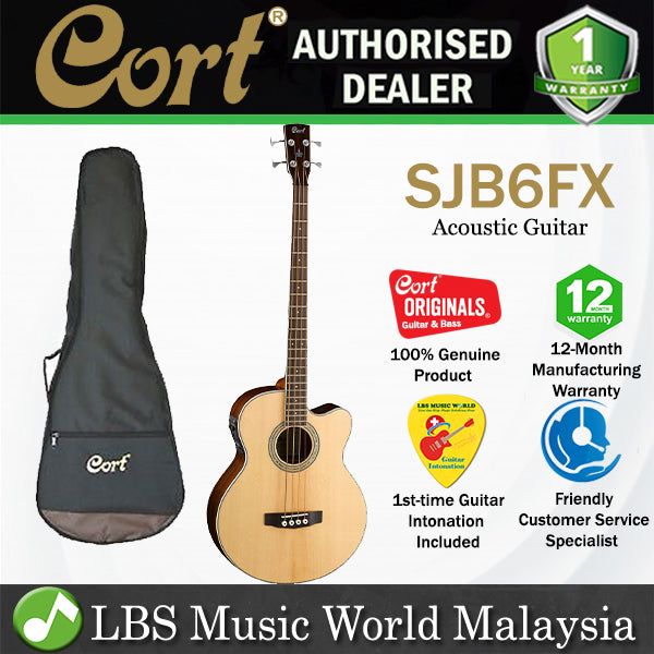 Cort SJB6FX Super Jumbo body shape Solid Sitka Spruce Top Acoustic Bass Guitar with Pickup (SJB6 FX)