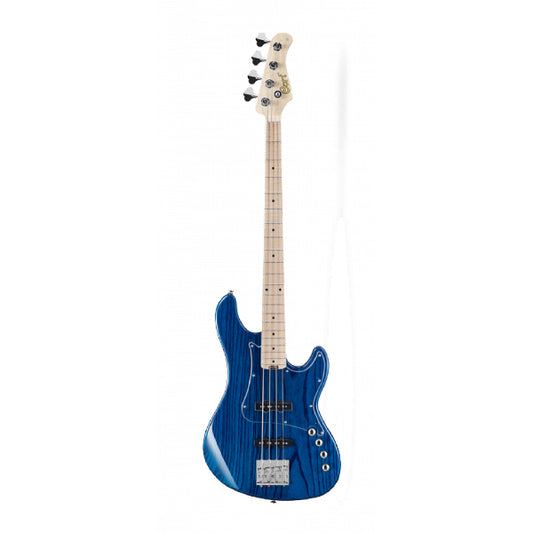 Cort GB74JJ 4 String Double Cutaway Bolt On Swamp Ash Electric Bass Guitar Aqua Blue (GB74 JJ)