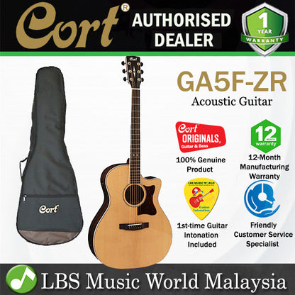 Cort GA5F-ZR Grand Auditorium Solid European Spruce Top Acoustic Guitar with Bag (GA5FZR GA5F ZR)