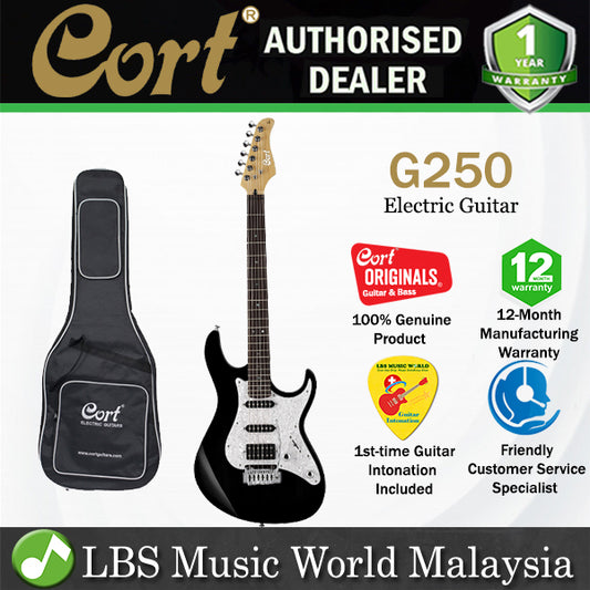 Cort G250 Double Cutaway Bolt On Basswood SSH Pickup Black Electric Guitar (G 250)