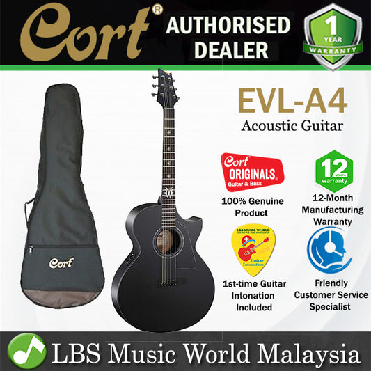Cort EVL-A4 Slim Body Depth Arched Back Solid Spruce Top Acoustic Guitar with Pickup (EVLA4 EVL A4)