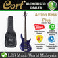 Cort Action Bass Plus 4 String Double Cutaway Bolt On Poplar Blue Metallic Electric Bass Guitar