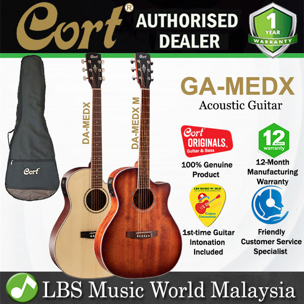 Cort GA-MEDX Grand Auditorium Cutaway Spruce Top Acoustic Guitar with Bag (GAMEDX GA MEDX)