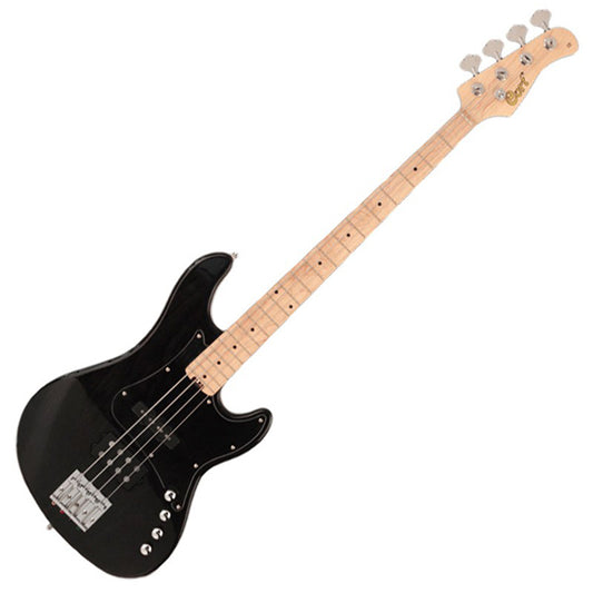 Cort GB74JH 4 String Double Cutaway Bolt On Swamp Ash Electric Bass Guitar Trans Black (GB74 JH)