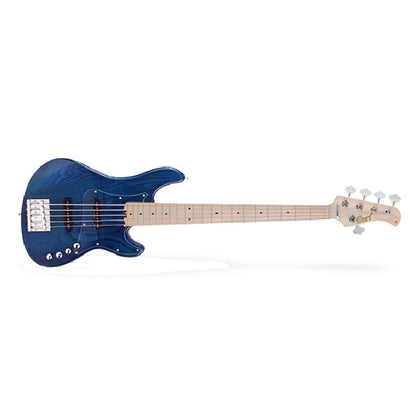 Cort GB75JJ 5 String Double Cutaway Bolt On Swamp Ash Electric Bass Guitar Aqua Blue (GB75 JJ)