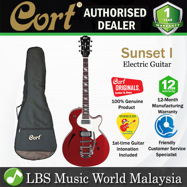 Cort Sunset I Single Cutaway Chambered Mahogany Maple Top HHS Pickup Electric Guitar Candy Apple Red