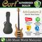 Cort A4 Custom-Z 4-String Double Cutaway Neck Thru Zebrawood Electric Bass Guitar With Case