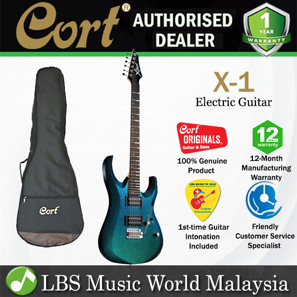 [Discontinued] Cort X-1 Double Cutaway Bolt On Powersound HH Pickup Blue Chameleon Electric Guitar (X1 X 1)
