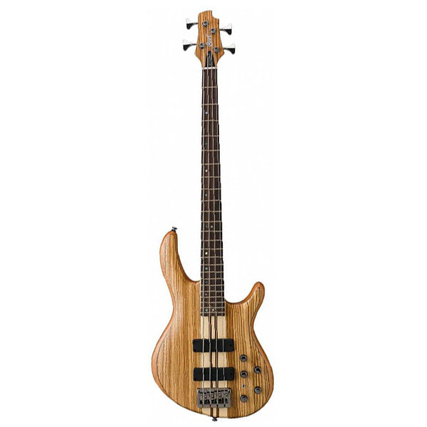 Cort A4 Custom-Z 4-String Double Cutaway Neck Thru Zebrawood Electric Bass Guitar With Case