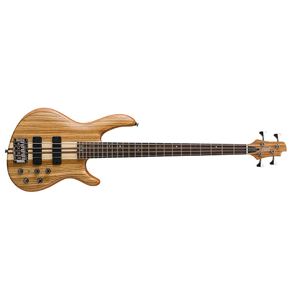 Cort A4 Custom-Z 4-String Double Cutaway Neck Thru Zebrawood Electric Bass Guitar With Case