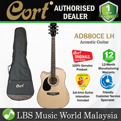 Cort AD880CE LH Dreadnought Cutaway Spruce Top Left Handed Acoustic Guitar (AD880CELH)