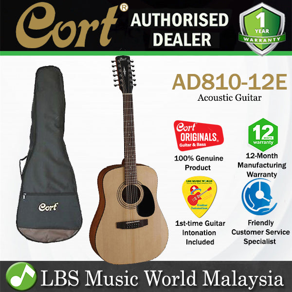 Cort AD810-12E Dreadnough Spruce Top Acoustic Guitar (AD81012E AD810 12E)