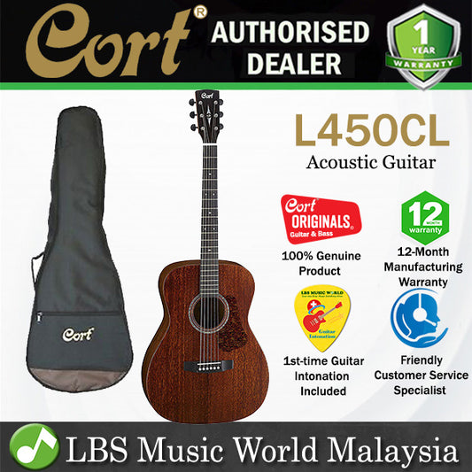 Cort L450CL Concert Solid African Mahogany Acoustic Guitar with Pickup (L450 CL)