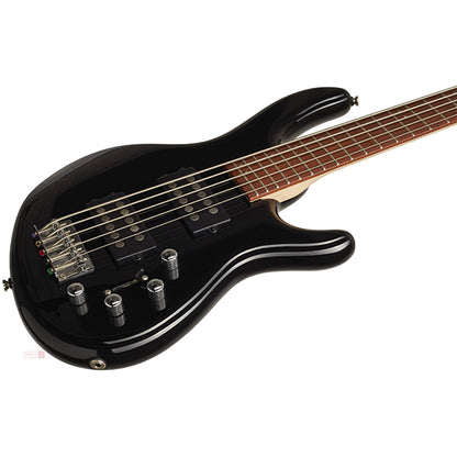 Cort Action HH5 5 String Double Cutaway Bolt On Meranti Die Cast Black Electric Bass Guitar
