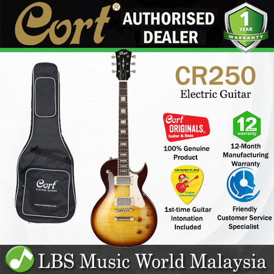 Cort CR250 Cutaway Mahogany Maple Top HH Pickup Vintage Burst Electric Guitar (CR 250)