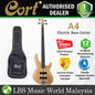 Cort A4 4 String Double Cutaway Neck Thru Maple Top Open Pore Natural Electric Bass Guitar (A 4)