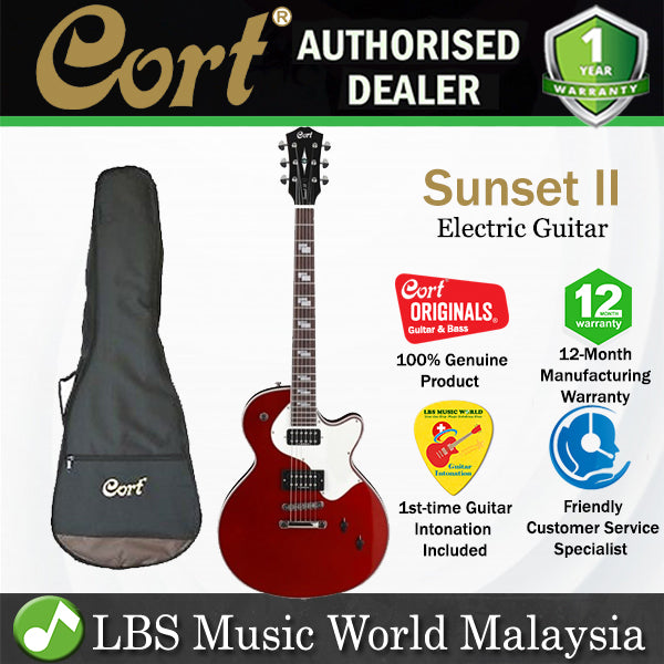 Cort Sunset II Single Cutaway Chambered Mahogany Maple Top HH Pickup Electric Guitar Candy Apple Red (SunsetII)