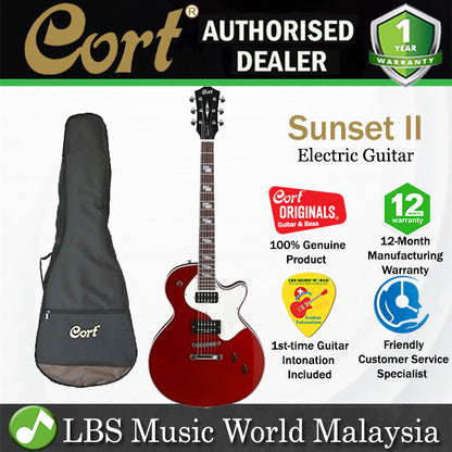 Cort Sunset II Single Cutaway Chambered Mahogany Maple Top HH Pickup Electric Guitar Candy Apple Red (SunsetII)