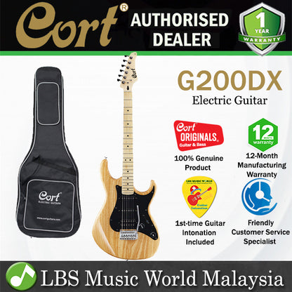Cort G200DX Double Cutaway Bolt On Ash Powersound HSS Pickup Natural Electric Guitar