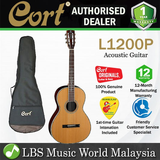 Cort L1200P Parlor Solid Red Cedar Top Acoustic Guitar with Bag (L1200 P)