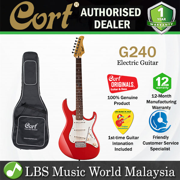 Cort G240 Double Cutaway Bolt On Basswood SSS Pickup Scarlet Red Electric Guitar (G 240)